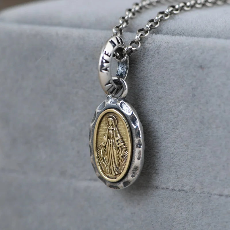 Antique Finish Virgin Mary Pendant - Zinc Alloy