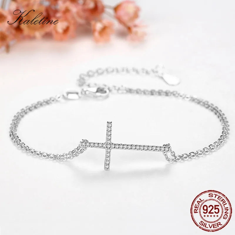 Heavenly Cross High Carbon Diamond Bracelet - Sterling Silver