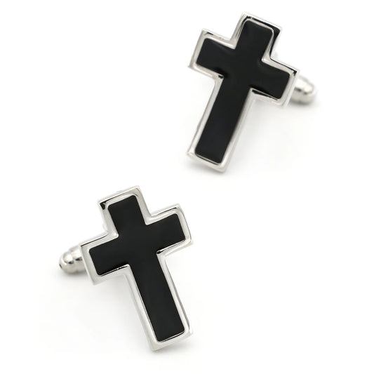 Black Cross Cufflinks - Copper