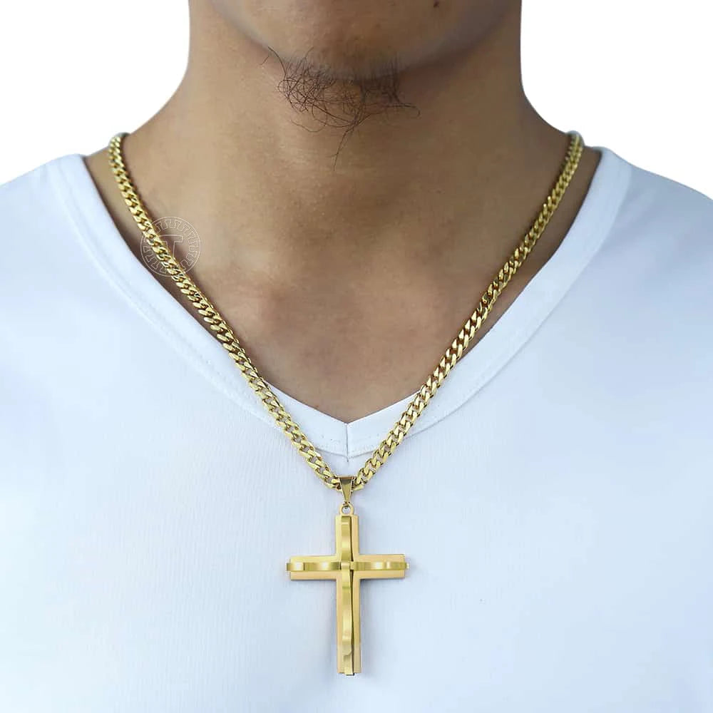 Raised Crucifix Pendant - Stainless Steel