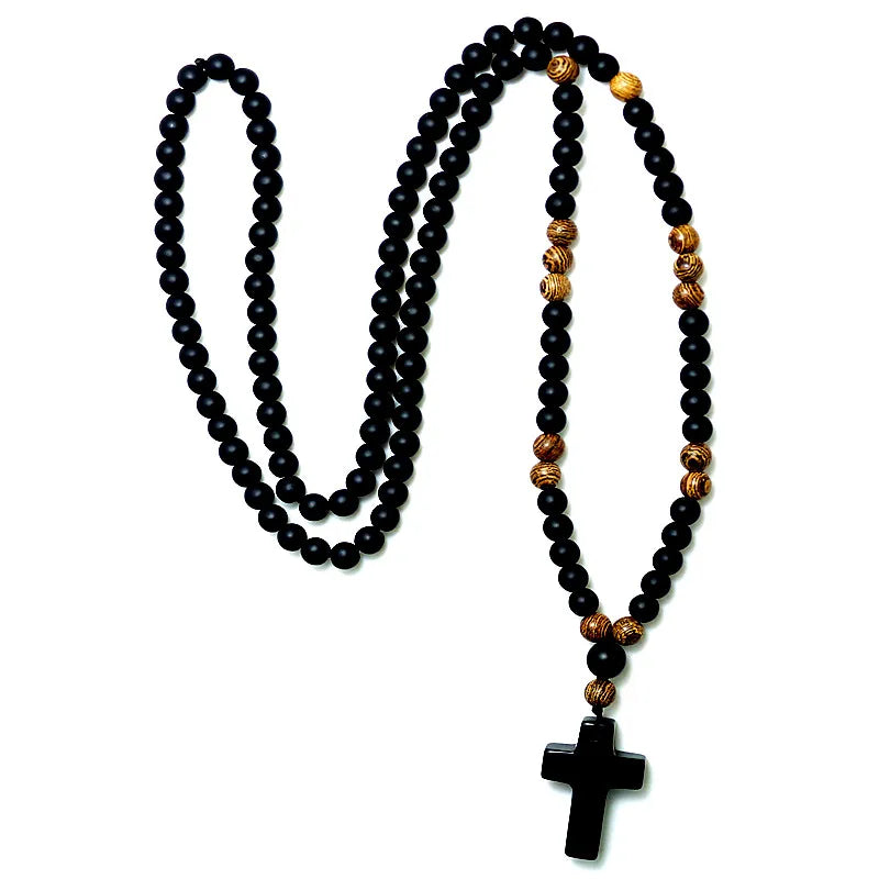 Small Stone Rosary with Timber Beads