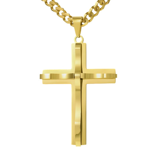 Raised Crucifix Pendant - Stainless Steel