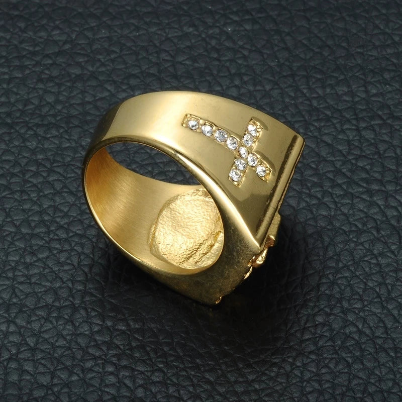 Golden Savior High Carbon Diamond Men's Ring - Zinc Alloy