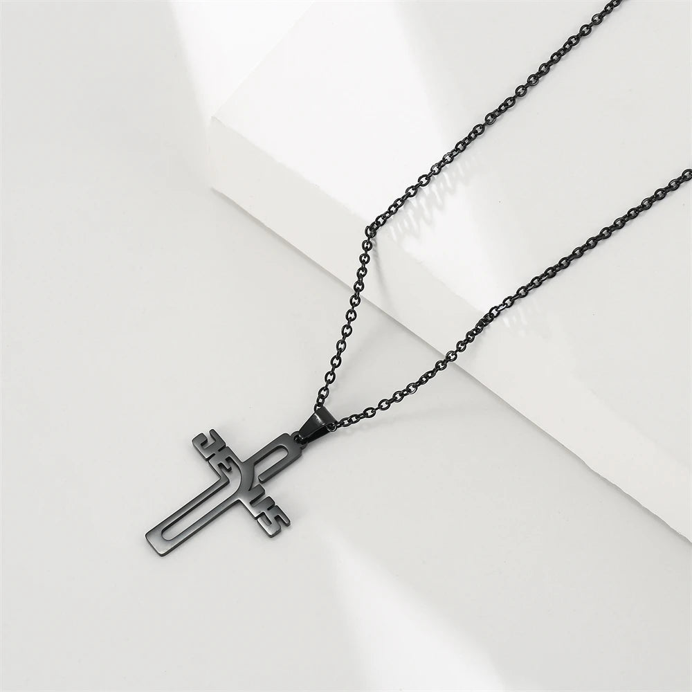 Hollow Jesus Cross Pendant - Stainless Steel