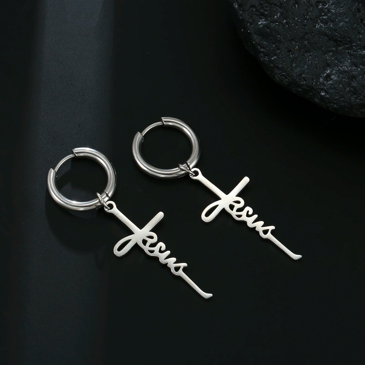 'Jesus on the Cross' Earrings - Stainless Steel