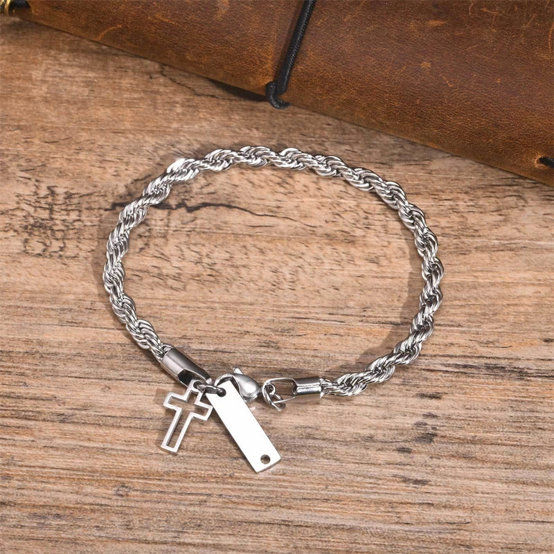 Hollow Tag Bracelet - Stainless Steel