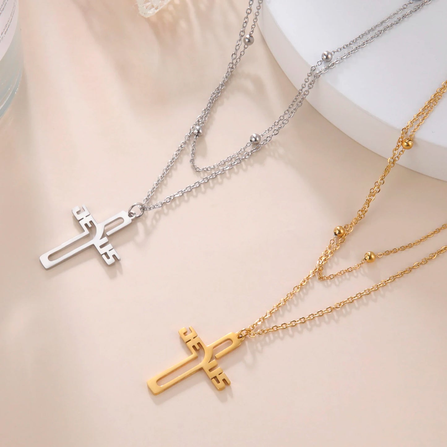 Hollow Jesus Cross Pendant - Stainless Steel