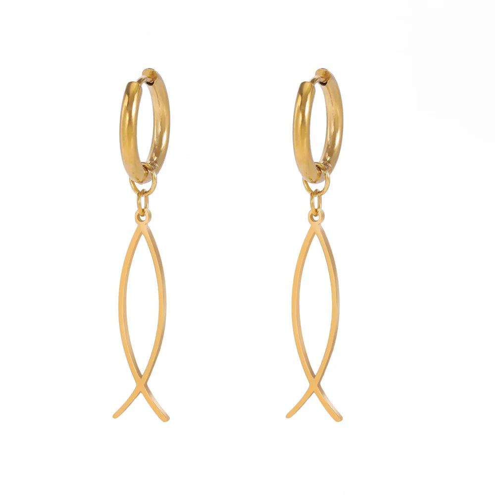 Ichthys Dangle Earrings - Stainless Steel