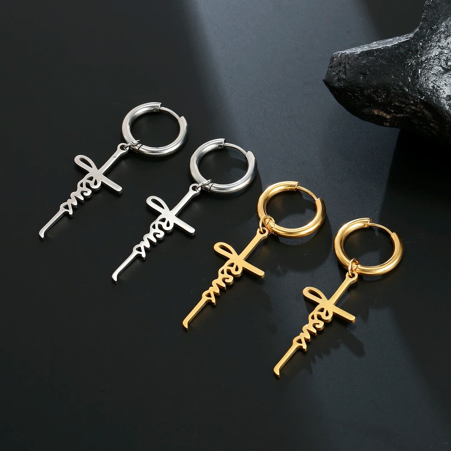 'Jesus on the Cross' Earrings - Stainless Steel