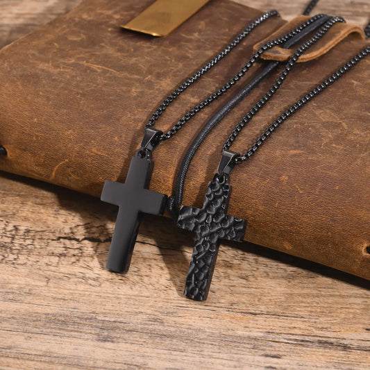 Cobblestone Cross Pendant - Stainless Steel