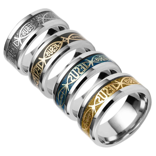 Ichthys Colored Men's Ring - Stainless Steel