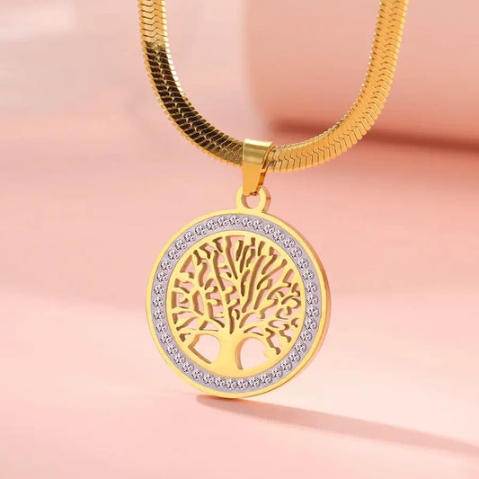 Tree of Life High Carbon Diamond Pendant - Stainless Steel