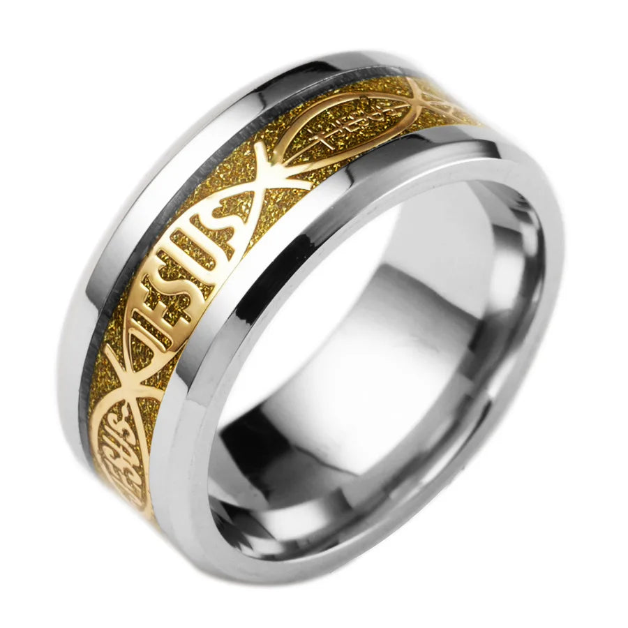 Ichthys Colored Men's Ring - Stainless Steel