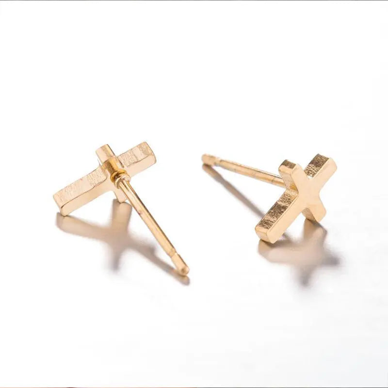 Elegant Crucifix Ear Studs - Zinc Alloy