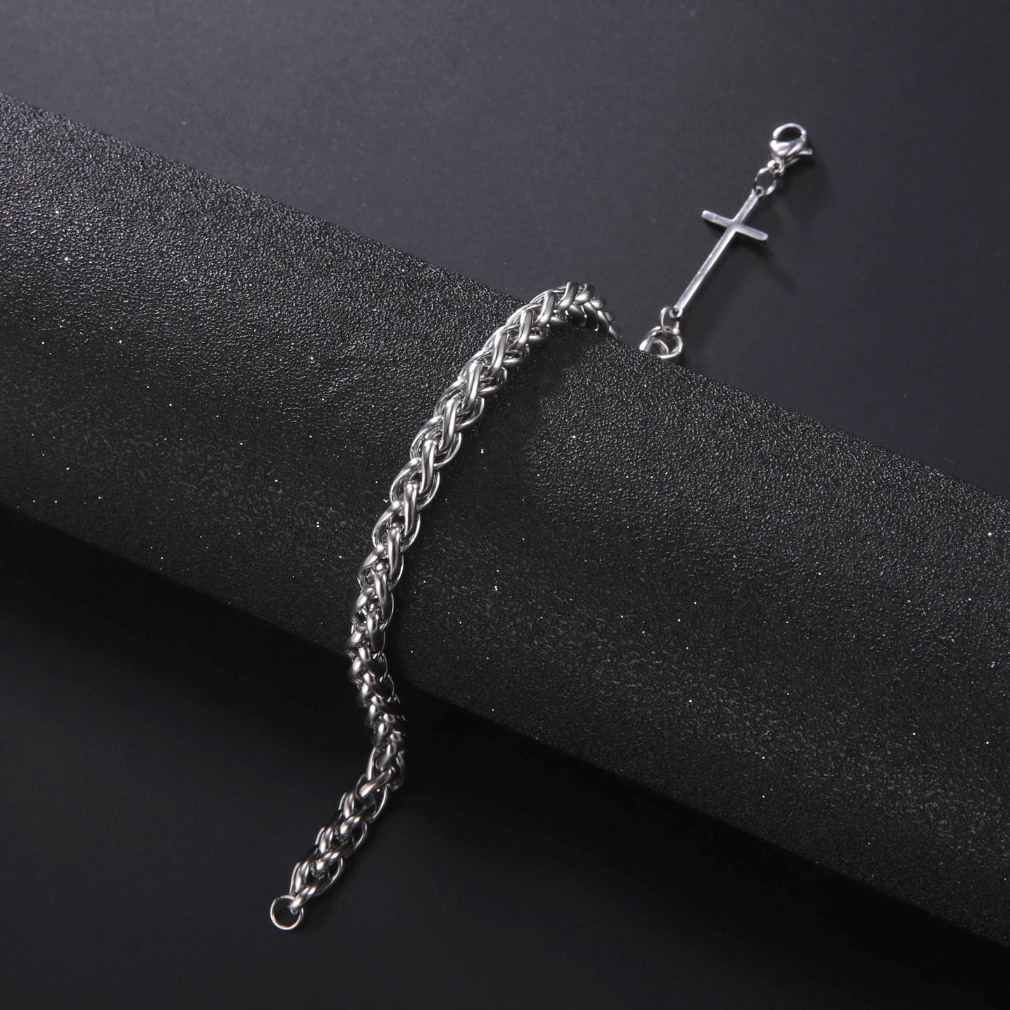 Simple Cross Men's Bracelet - Stainless Steel