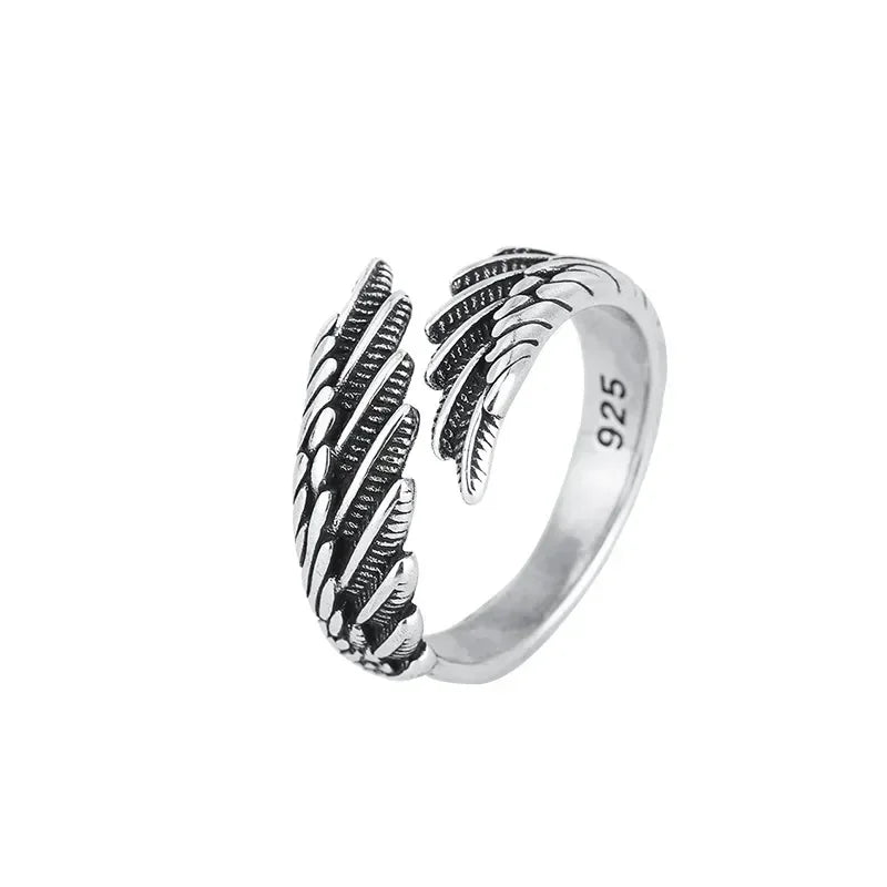 Antiqued Silver Wing Ring - Sterling Silver