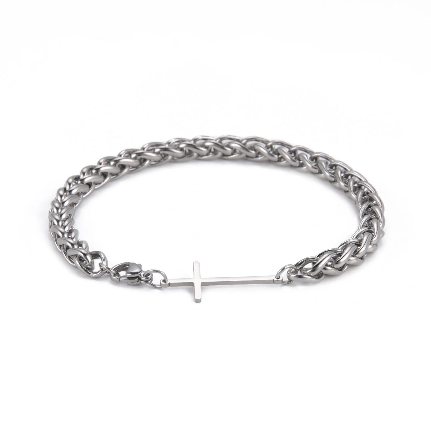 Simple Cross Men's Bracelet - Stainless Steel